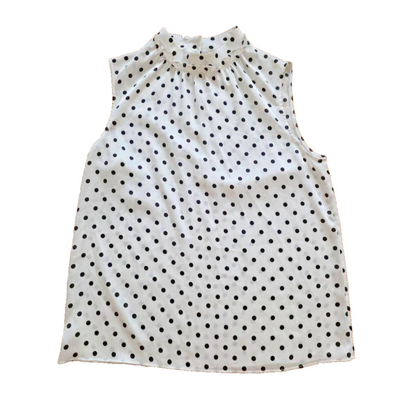 CeCe Tops - CeCe Women's Polka Dot Sleeveless Blouse White & Black Small A001176